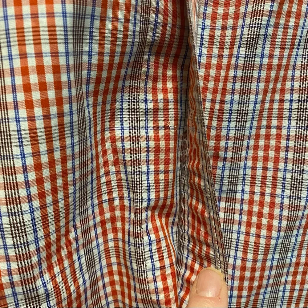 Banana Republic red/blue plaid button down long sleeve slim fit shirt sz 17/17.5